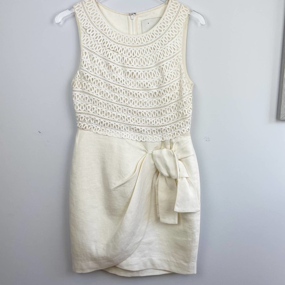 3.1 PHILLIP LIM Ivory Silk Ribbon Lace Linen Wedding Dress size 2 - Picture 2 of 6